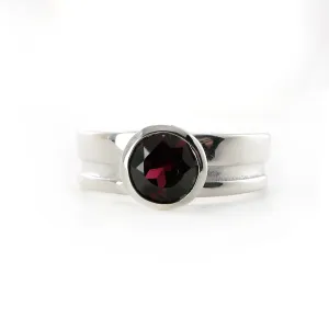 Sterling Silver Garnet Cut Out Ring