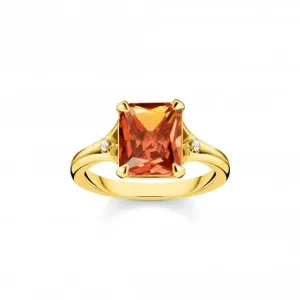 Sterling Silver Gold Plated Orange Stone Ring TR2297-971-8