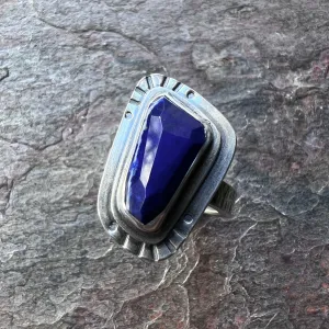 Sterling Silver Lapis Ring Genuine Lapis Lazuli Blue Natural Stone Statement Ring One of a Kind Handmade Jewelry