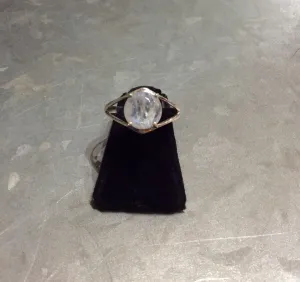 Sterling Silver Round Basket Set Moonstone Ring Size 9