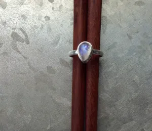 Sterling Silver Tear Drop Shaped Moonstone Ring Size 6 1/4