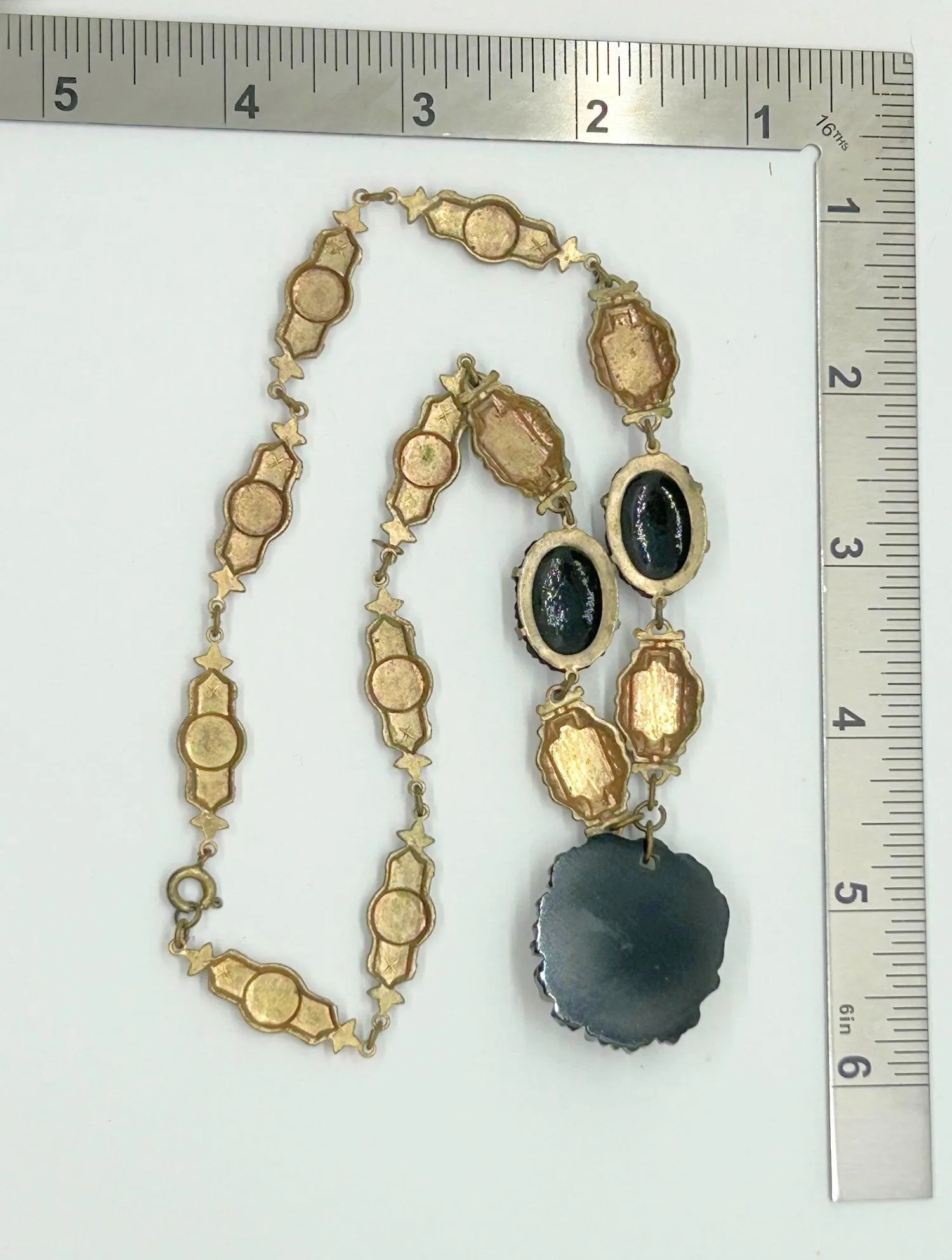 Striking Art Deco Faux Onyx & Gilt Choker Necklace