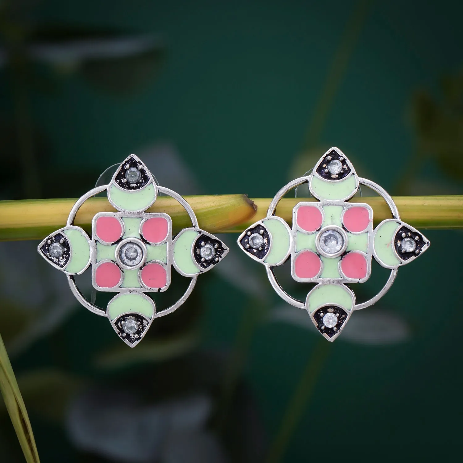 Sukkhi Dazzling Oxidized Meenakri Stud Earring for Women