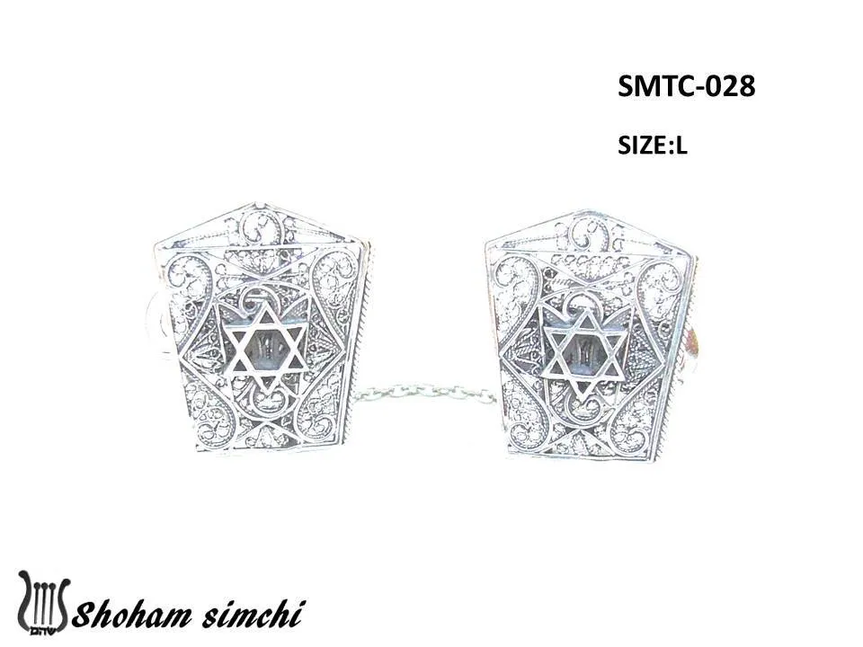 Tallit Clips Sterling Silver Filigree Star Pentagon