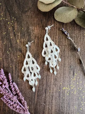 Teardrops and Pearls Chandelier Earrings