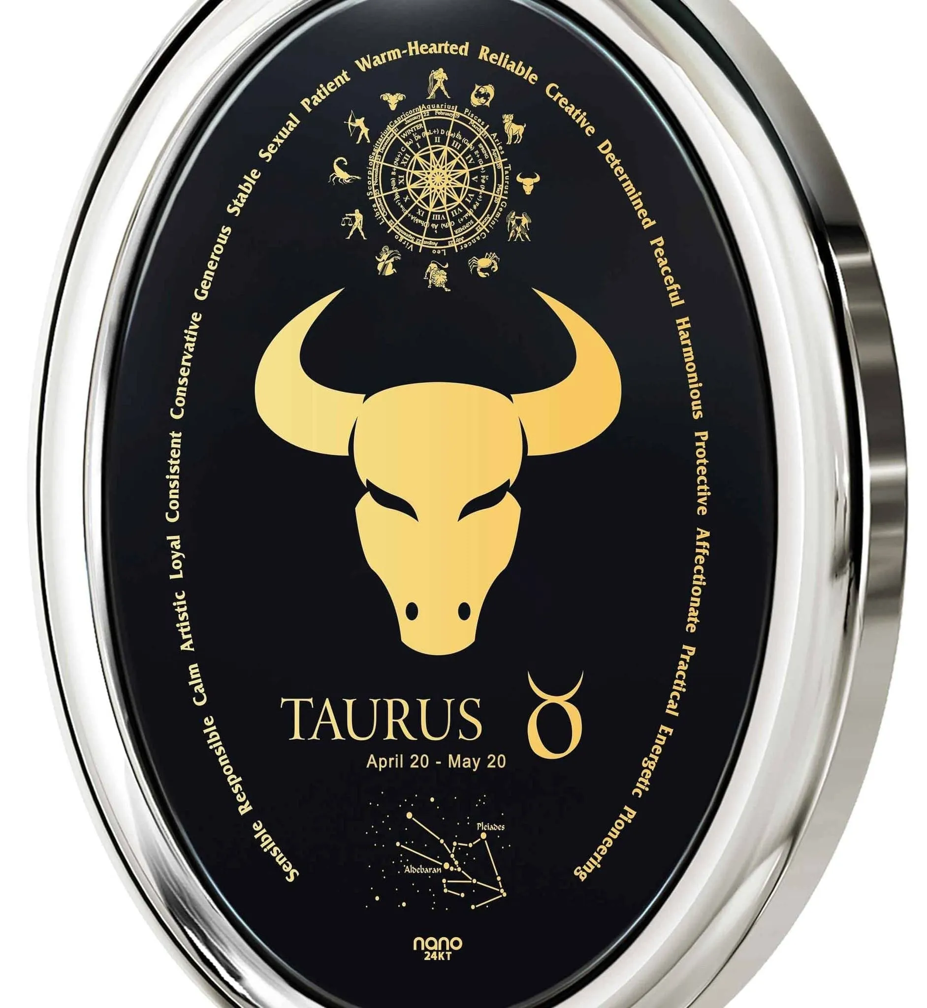 The World of Taurus, 925 Sterling Silver Necklace, Onyx
