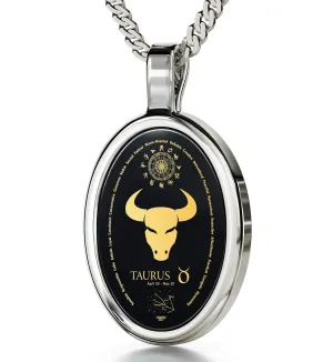 The World of Taurus, 925 Sterling Silver Necklace, Onyx