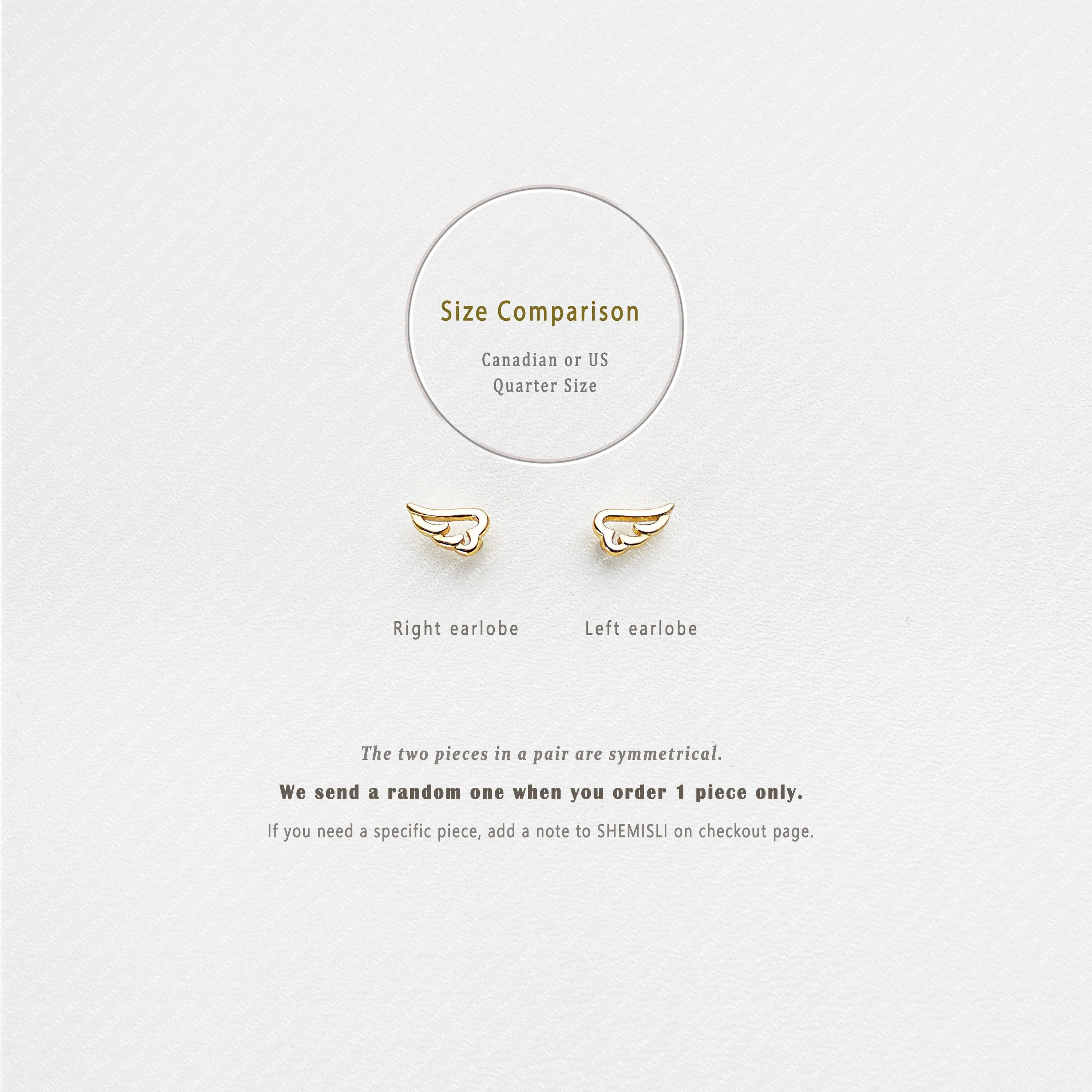 Tiny Angel Wing Stud Earrings, Unisex, Gold, Silver SS058