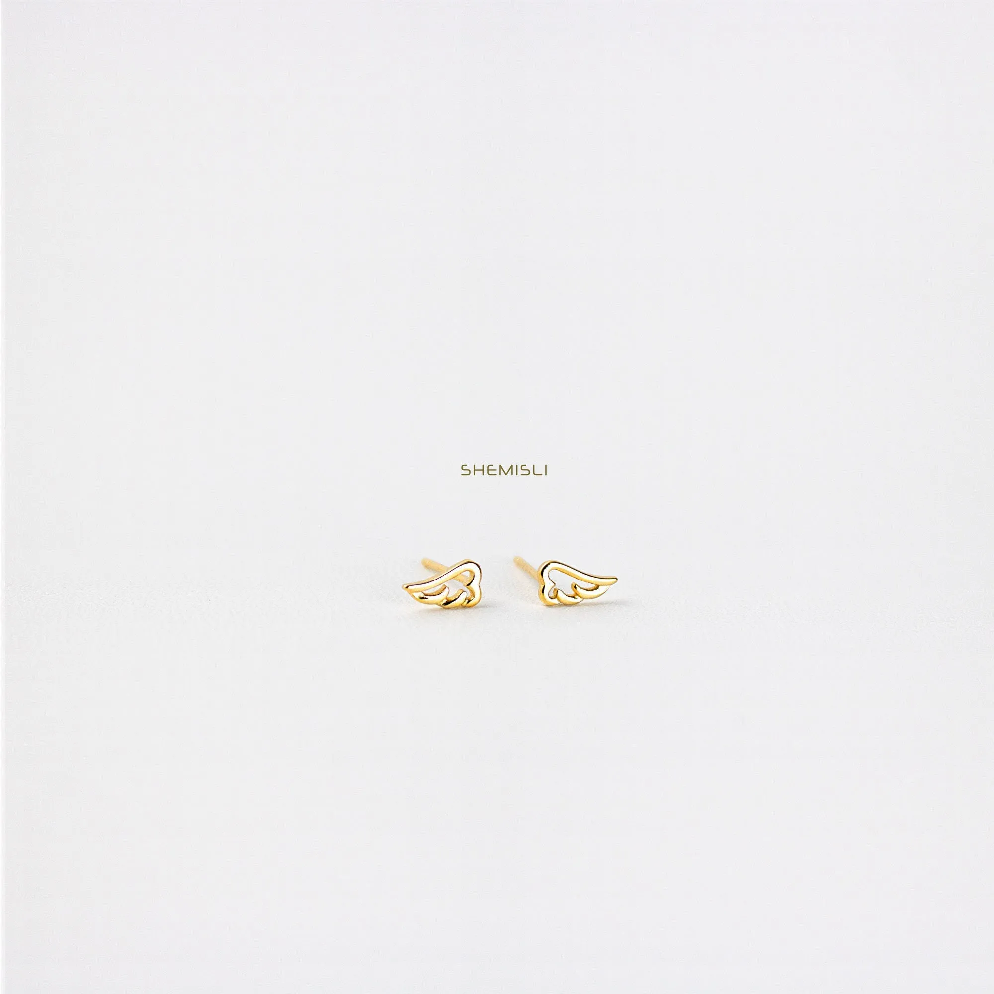 Tiny Angel Wing Stud Earrings, Unisex, Gold, Silver SS058