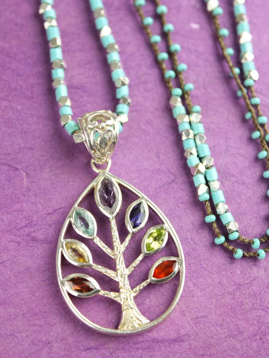 Tree of Life Chakra Gemstone Necklace