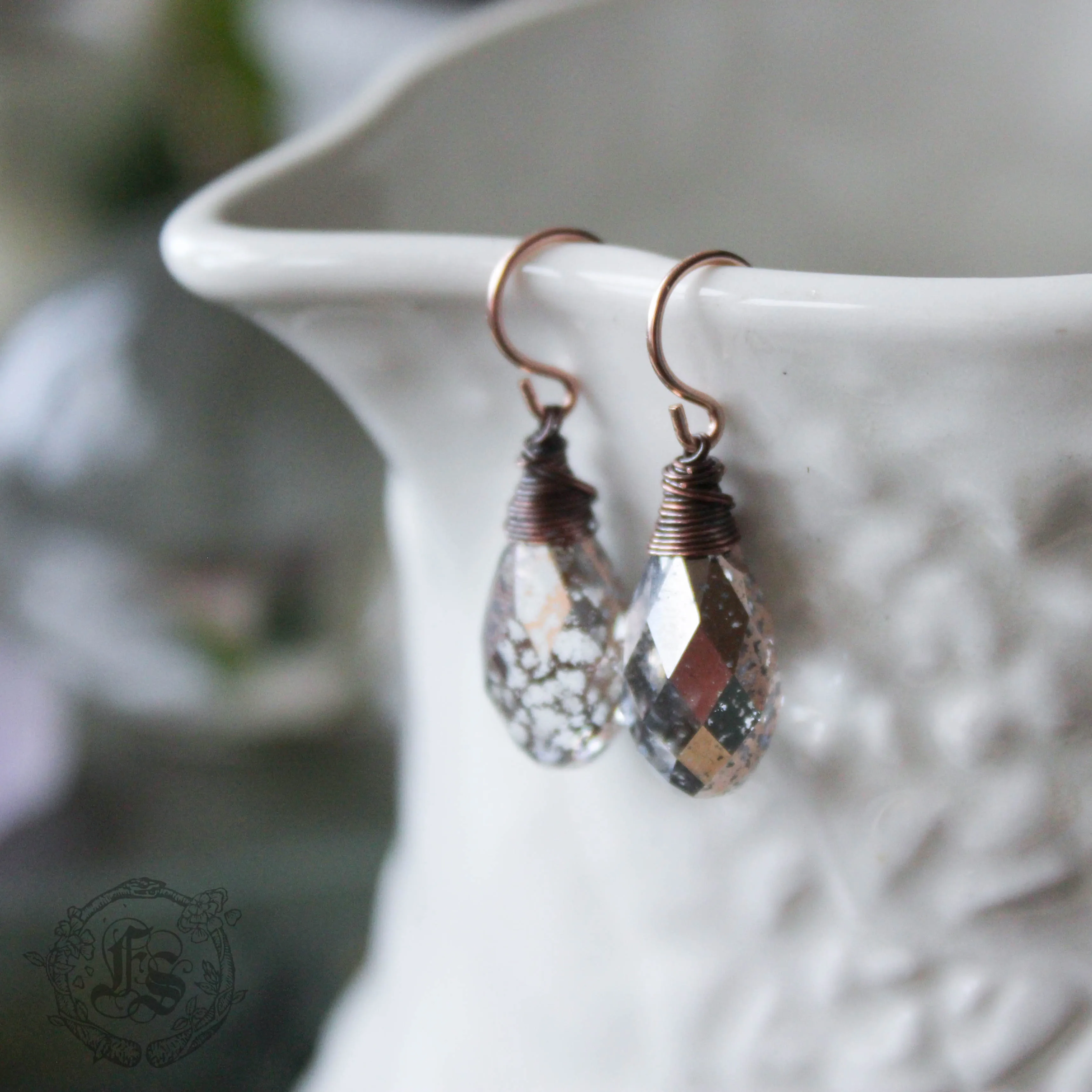 Unicorn Tears. Rose Gold Swarovski Crystal Drop Earrings.