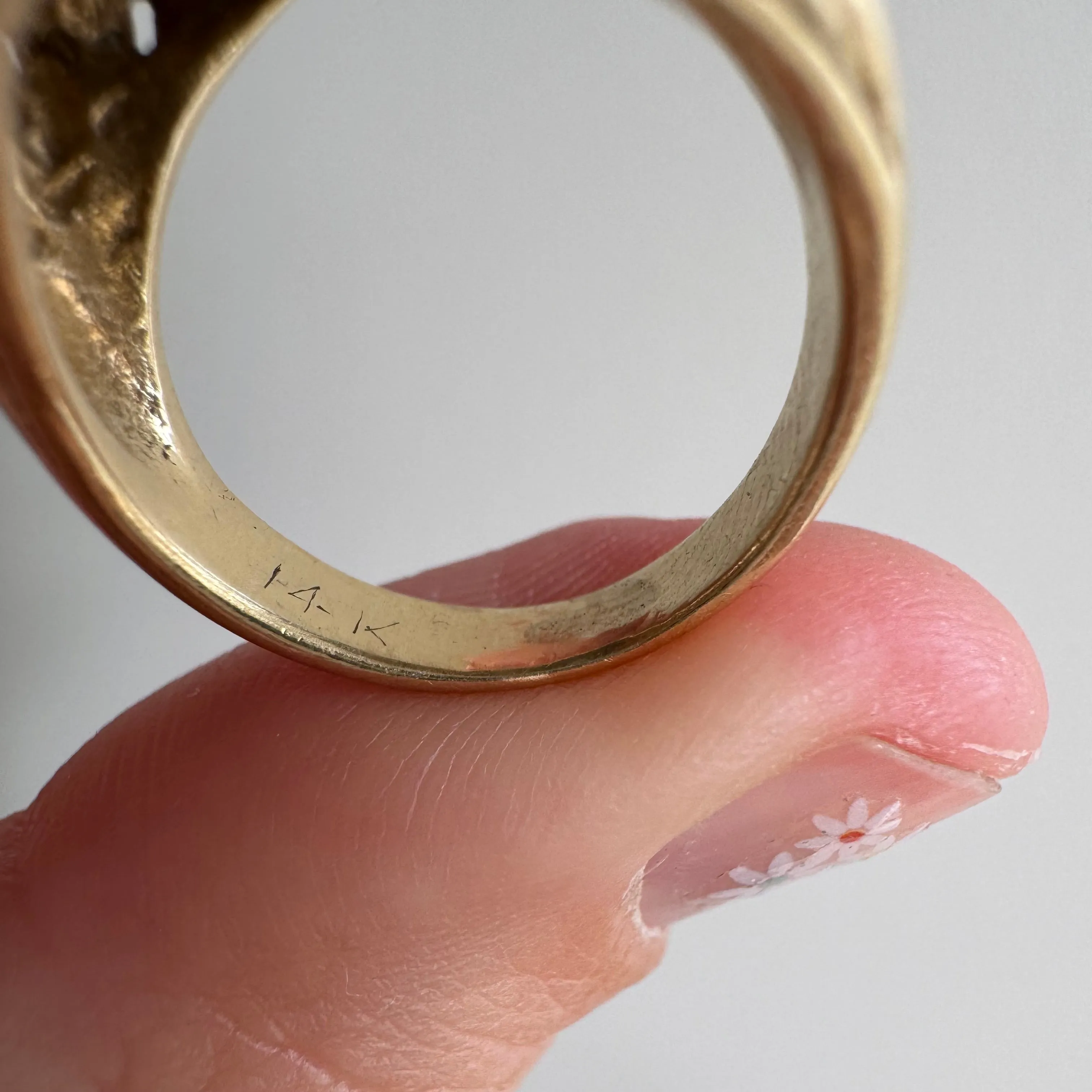 V I N T A G E // in a forest of ferns / 14k and jade floral and leaf statement ring / size 4.25