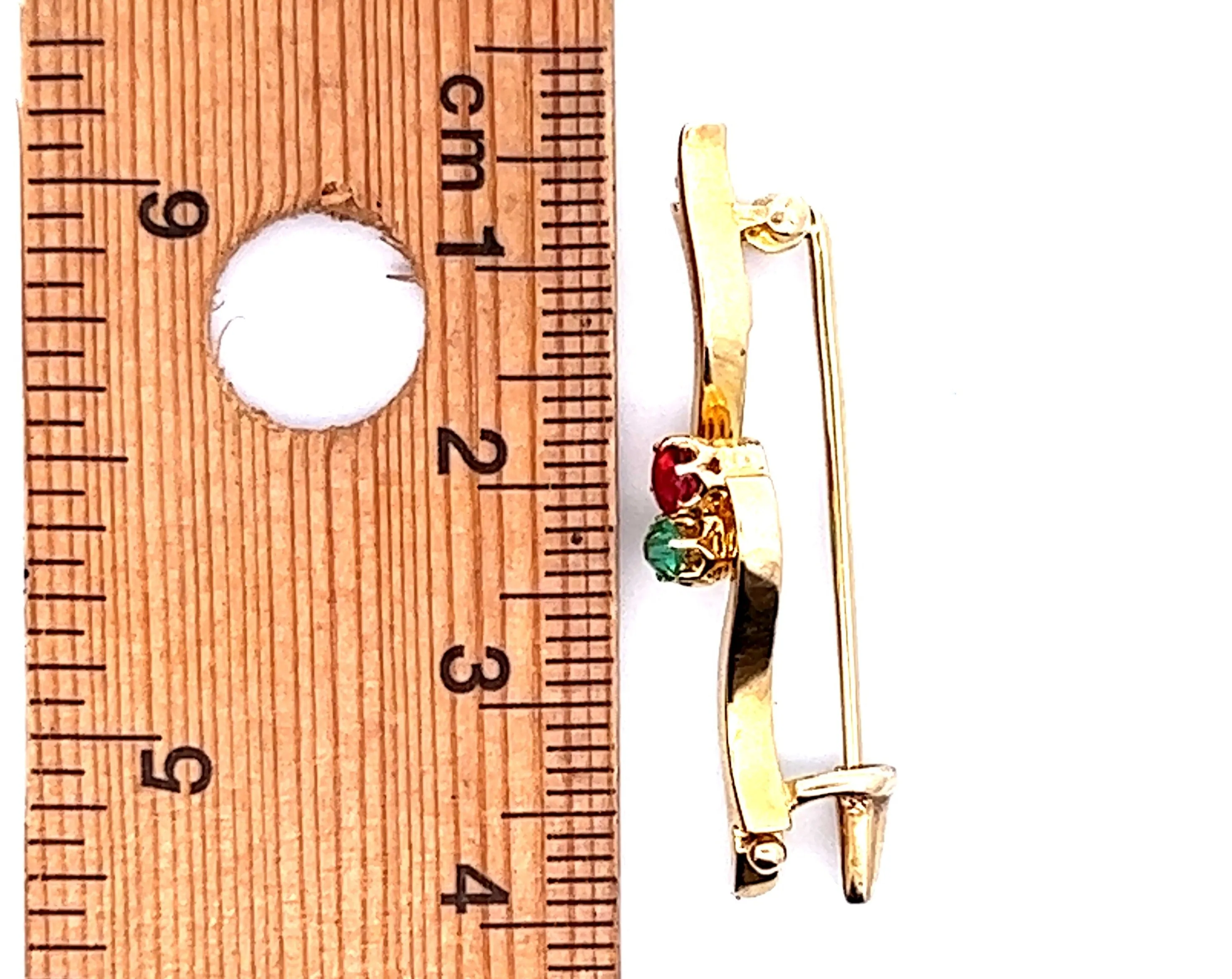 Vintage 15ct Yellow Gold Garnet & Glass Brooch