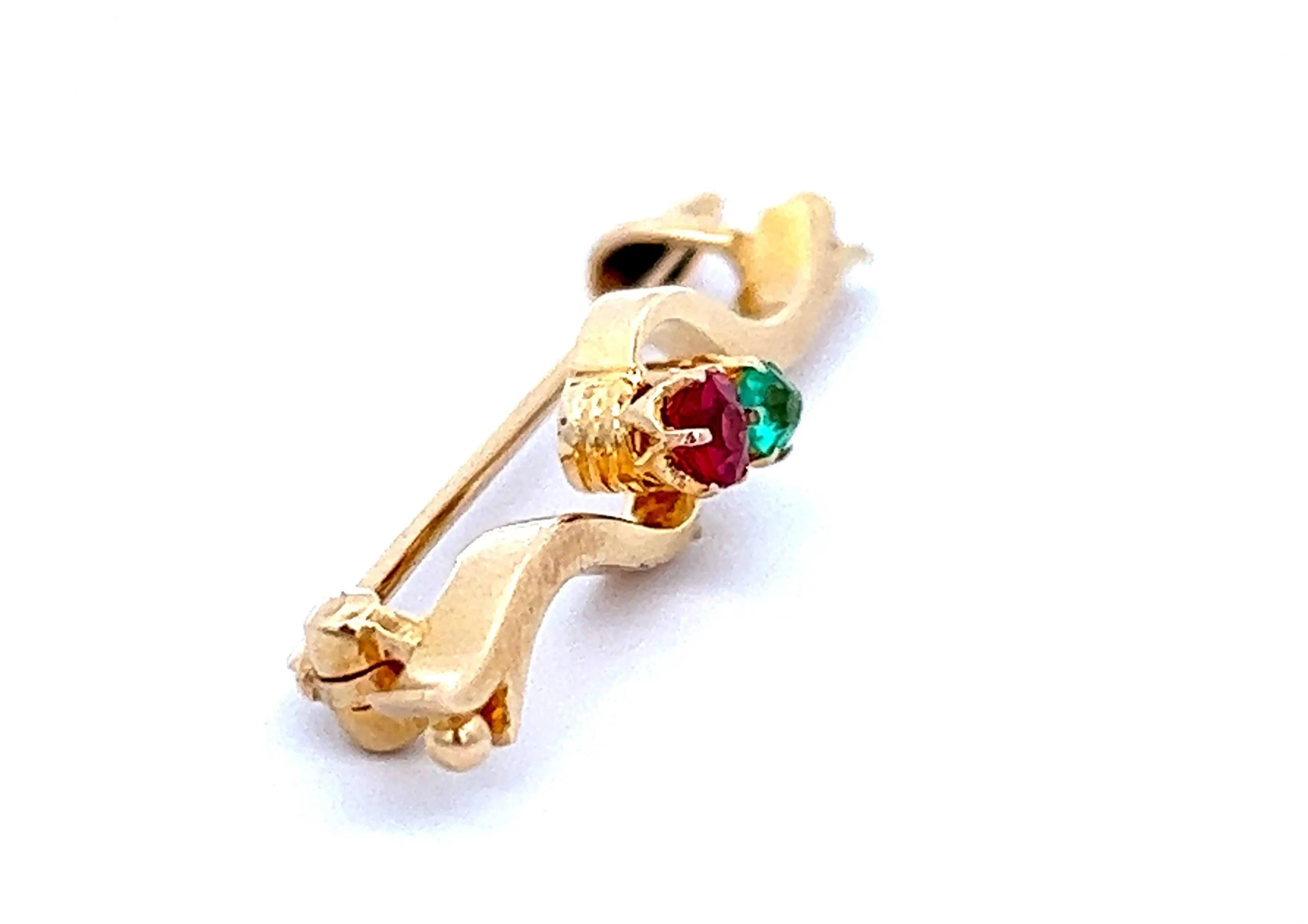 Vintage 15ct Yellow Gold Garnet & Glass Brooch