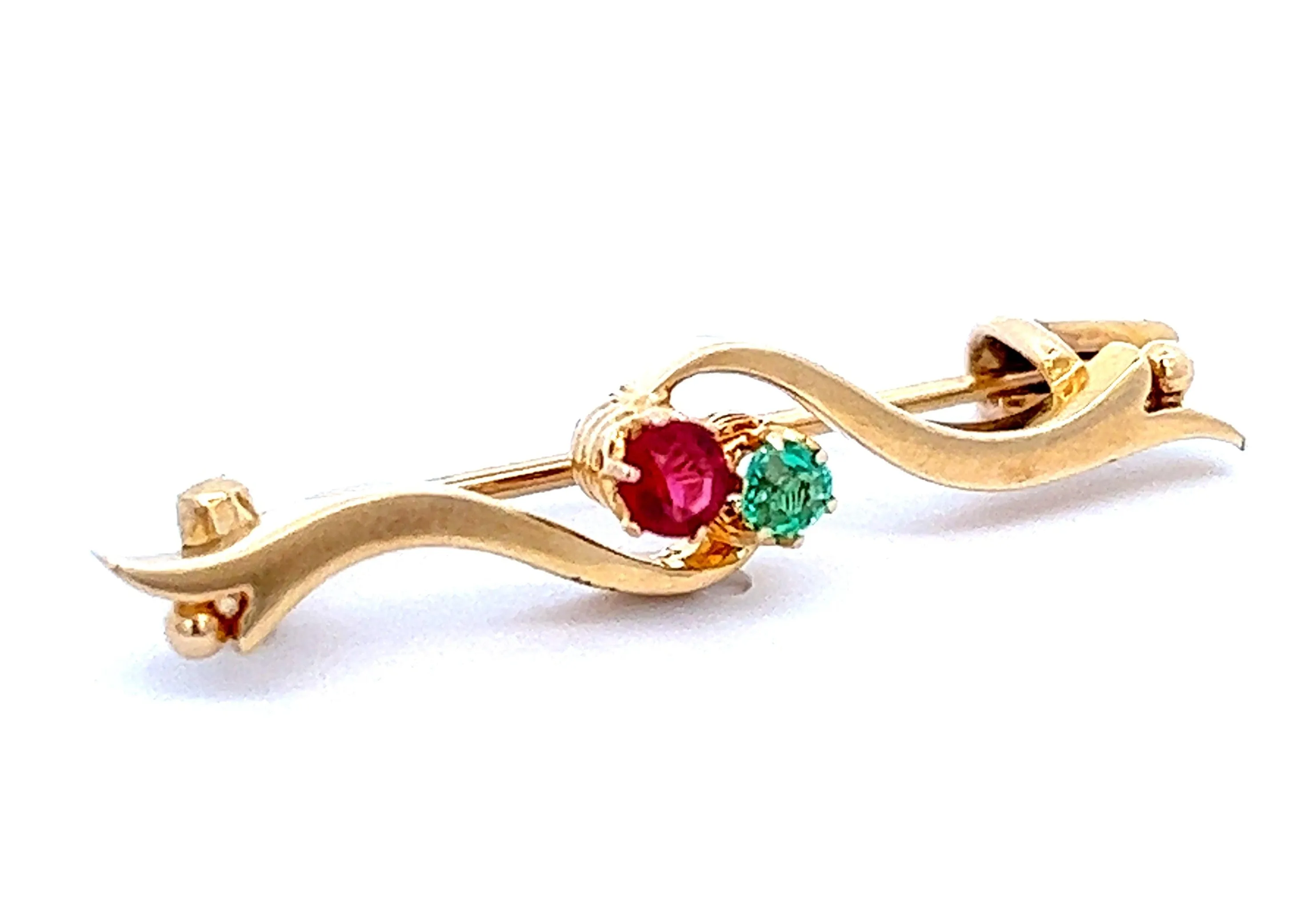 Vintage 15ct Yellow Gold Garnet & Glass Brooch