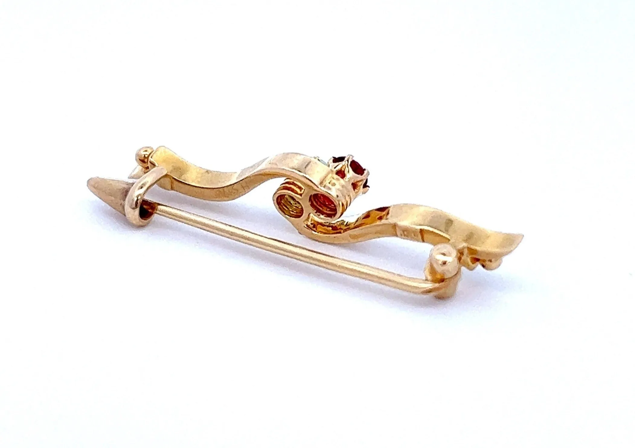 Vintage 15ct Yellow Gold Garnet & Glass Brooch