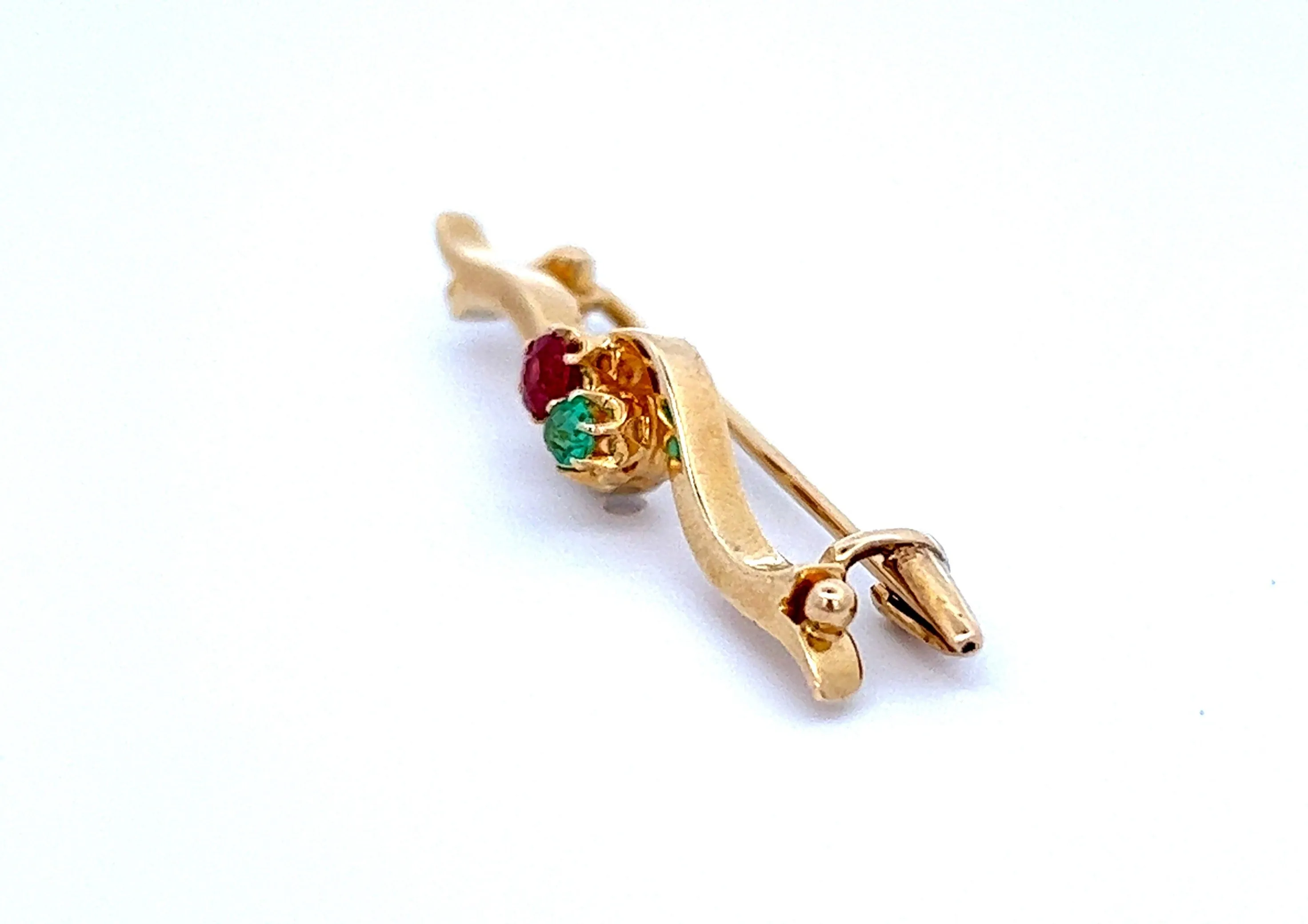 Vintage 15ct Yellow Gold Garnet & Glass Brooch