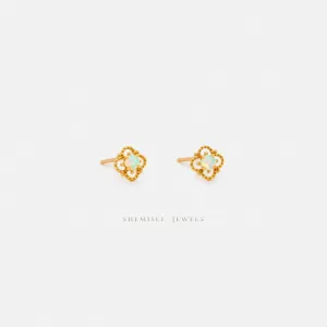 Vintage Opal Stud Earrings, Gold, Silver SHEMISLI - SS068 Butterfly End, SS453 Screw Ball End (Type A)