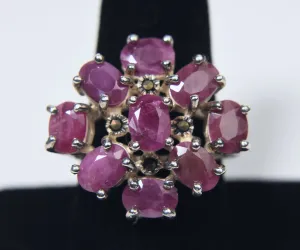 Vintage Rubies Sterling Silver Cocktail Ring - Size 8.5