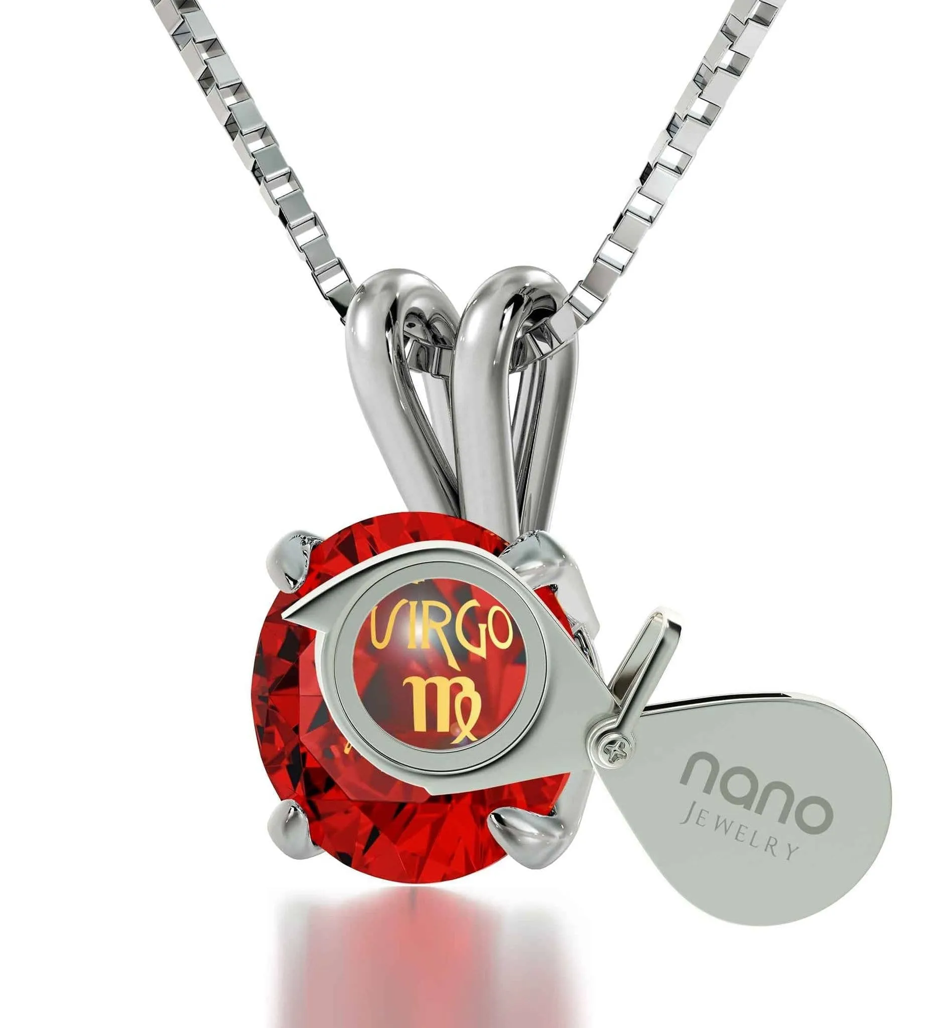 Virgo Sign, 14k White Gold Necklace, Swarovski
