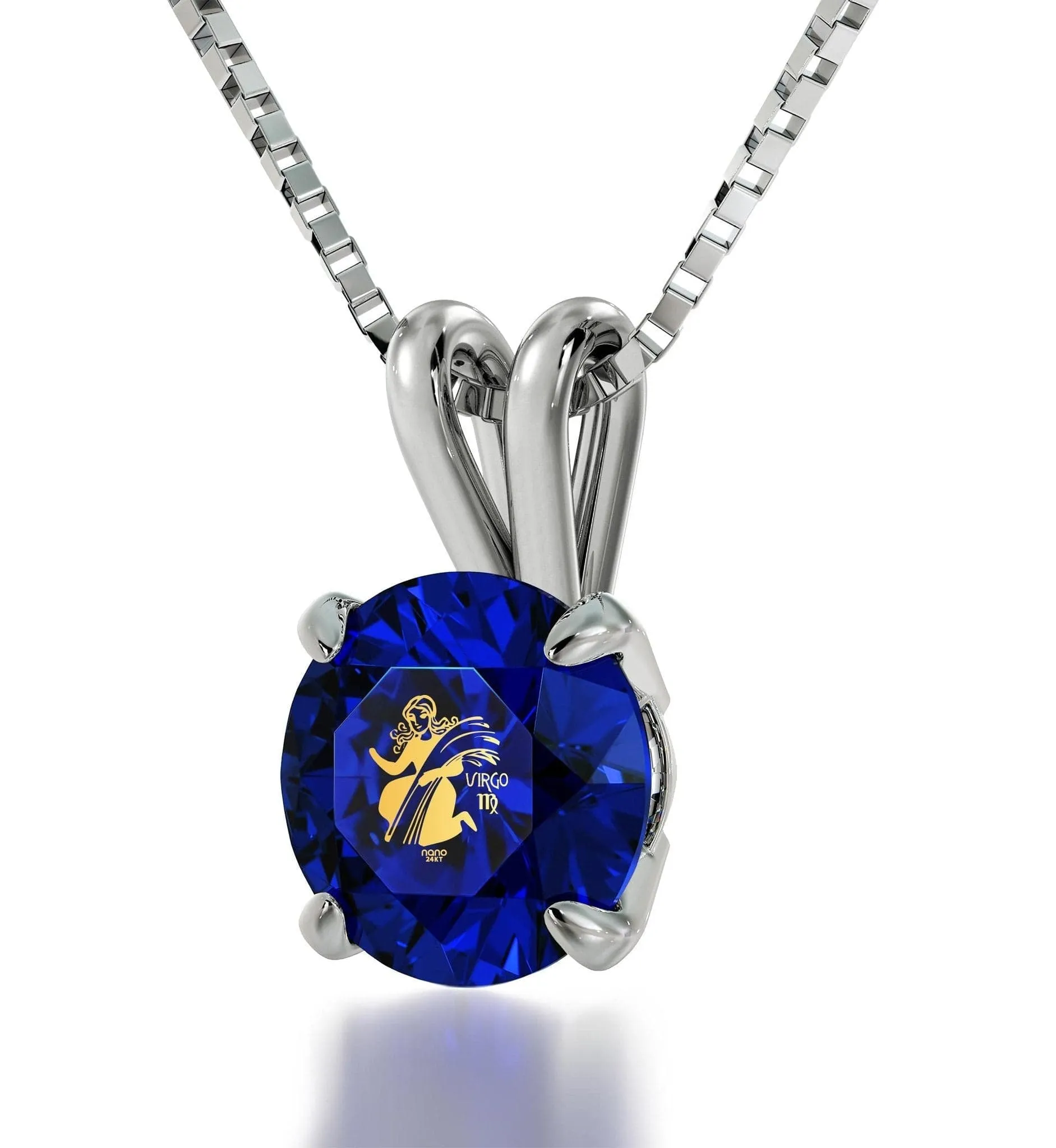 Virgo Sign, 14k White Gold Necklace, Swarovski