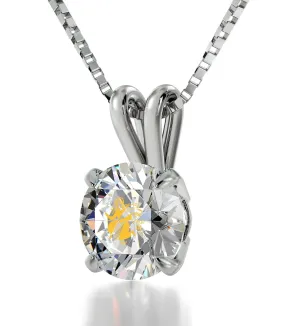 Virgo Sign, 14k White Gold Necklace, Swarovski