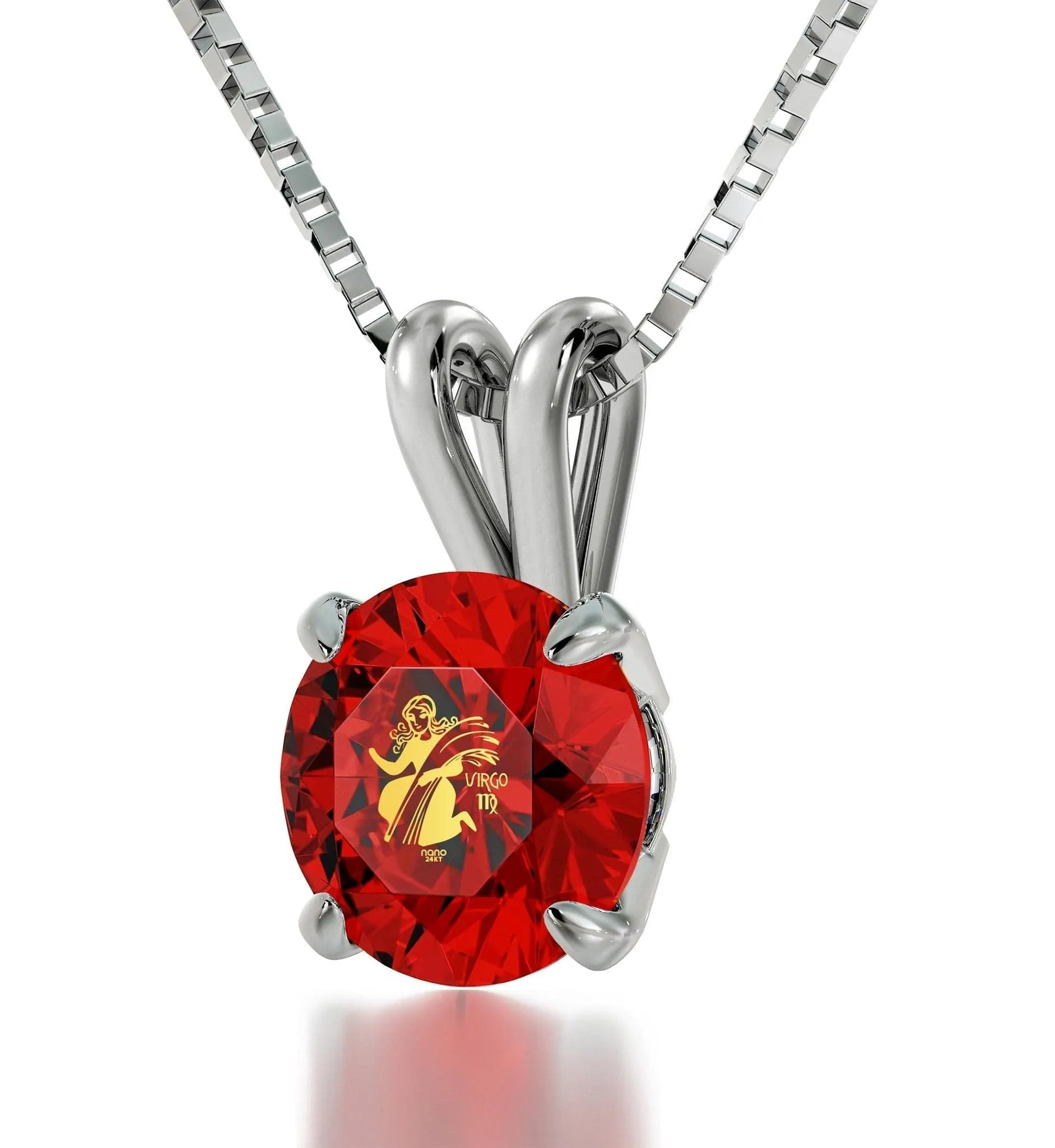 Virgo Sign, 14k White Gold Necklace, Swarovski