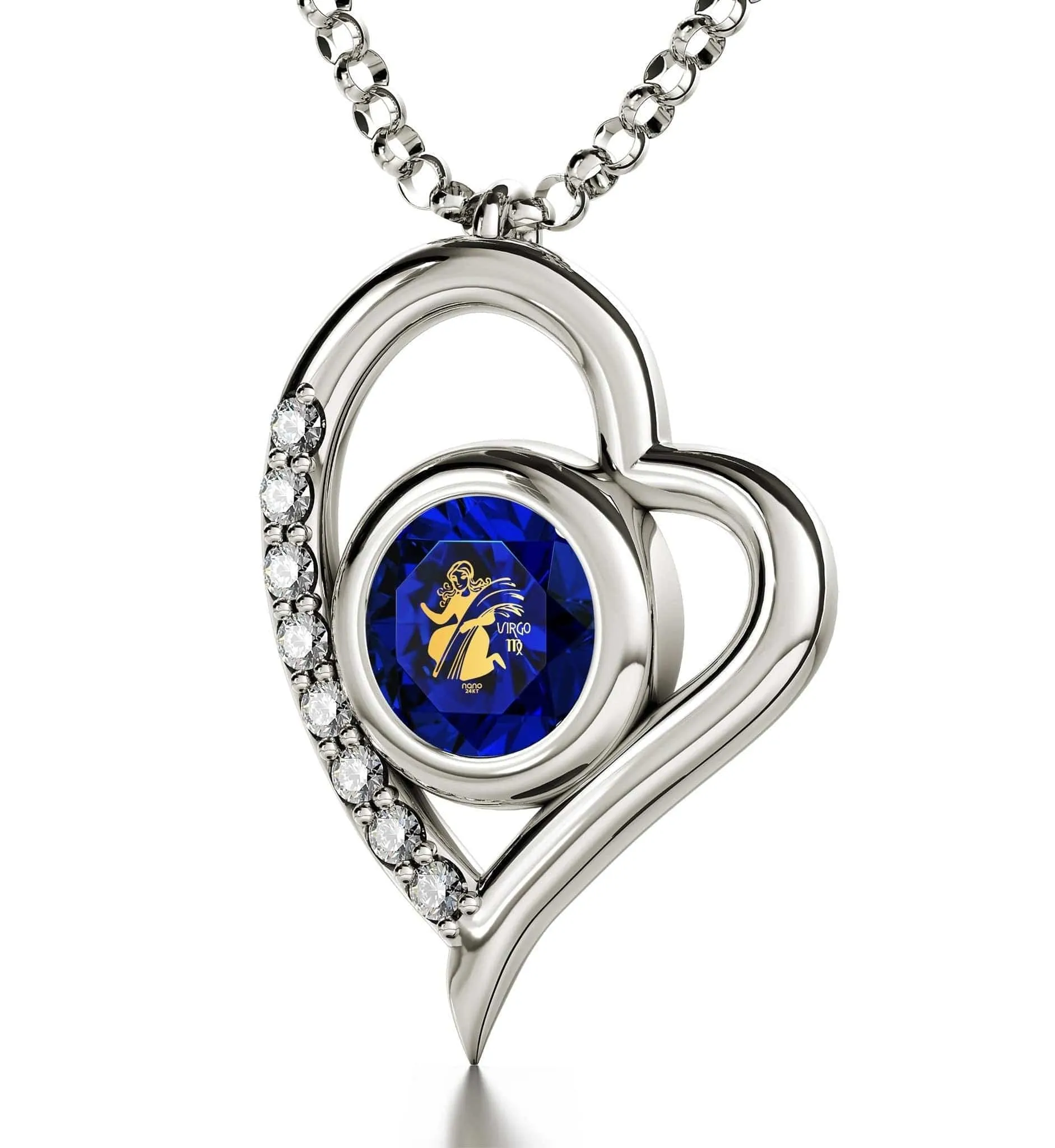 Virgo Sign, 925 Sterling Silver Necklace, Swarovski