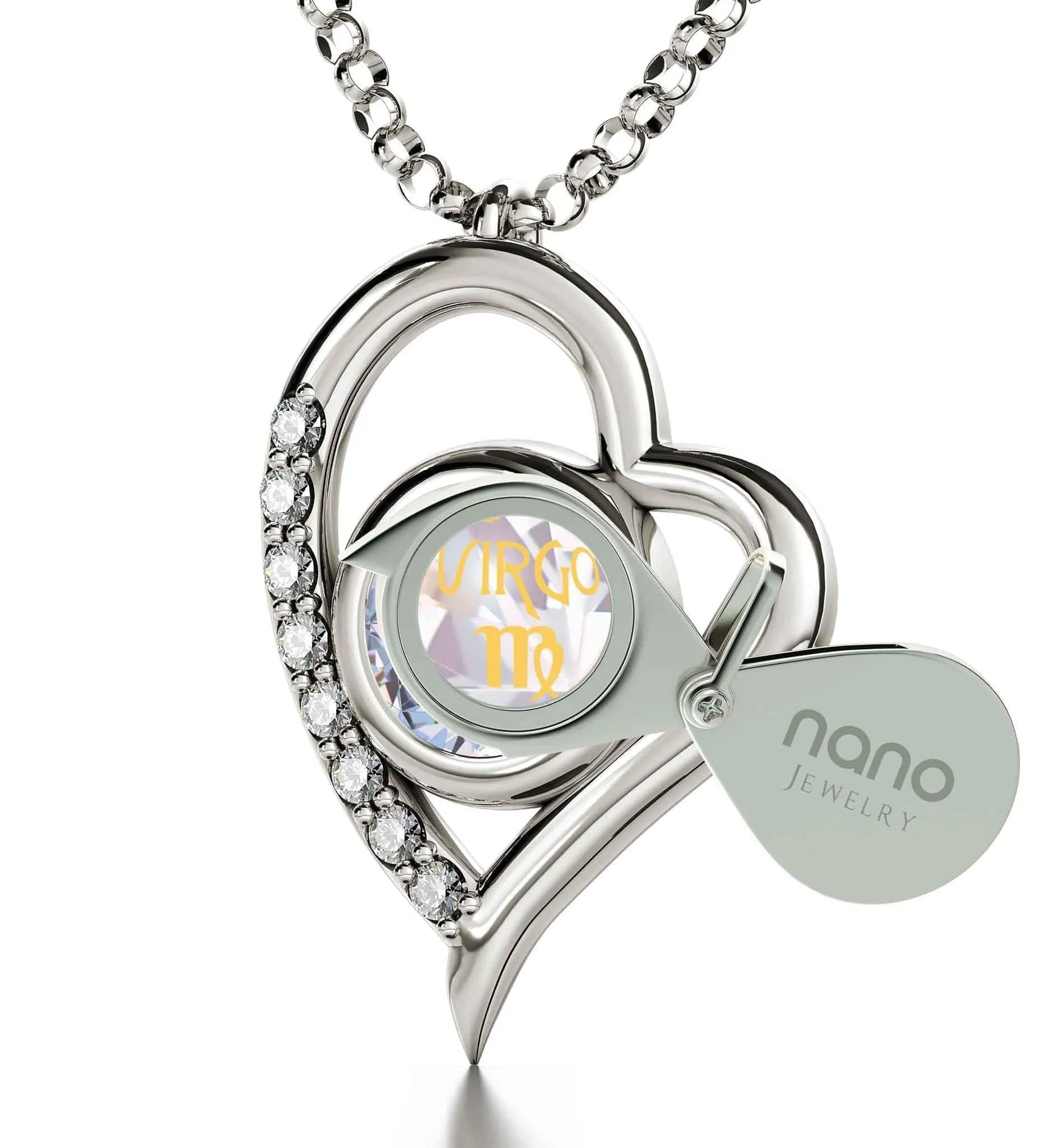 Virgo Sign, 925 Sterling Silver Necklace, Swarovski