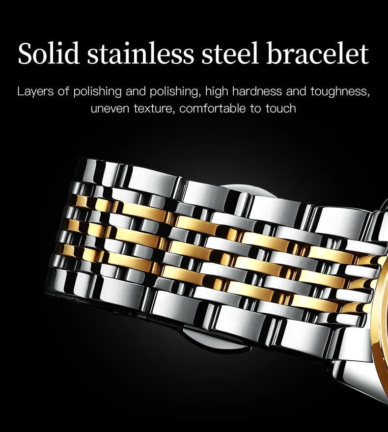 Watches for Men and Women His and Hers Set Mechanical Self-Winding Tourbillon Display with Day, Date, Year, Moon Calendar, Luminous Waterproof