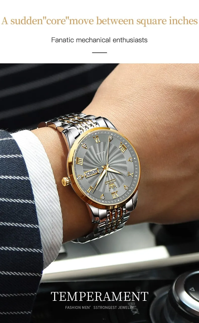 Watches for Men and Women His and Hers Set Mechanical Self-Winding Tourbillon Display with Day, Date, Year, Moon Calendar, Luminous Waterproof