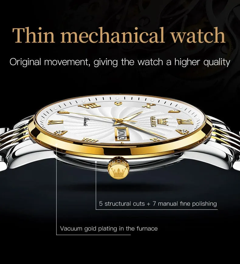 Watches for Men and Women His and Hers Set Mechanical Self-Winding Tourbillon Display with Day, Date, Year, Moon Calendar, Luminous Waterproof