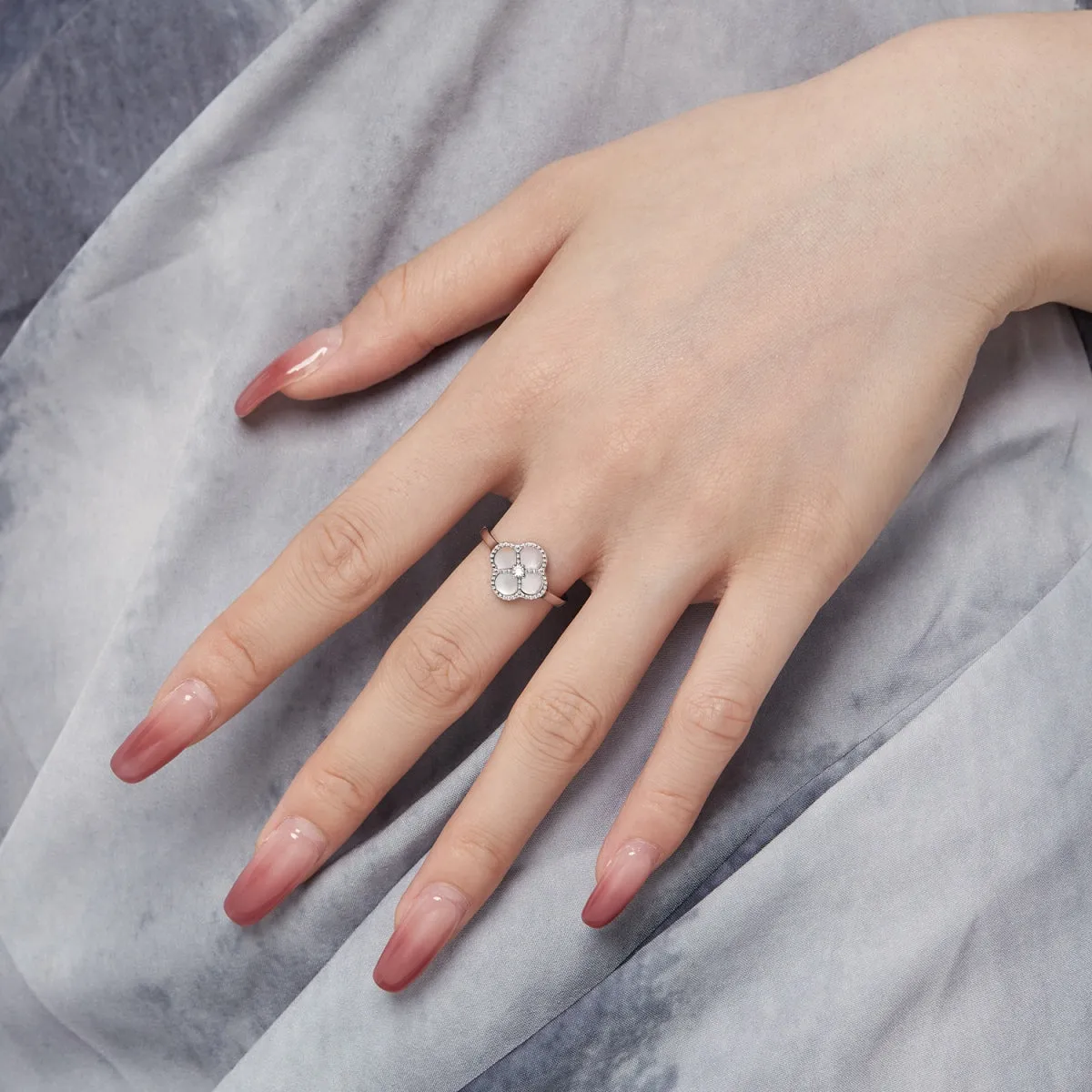 White Shell Clover Ring