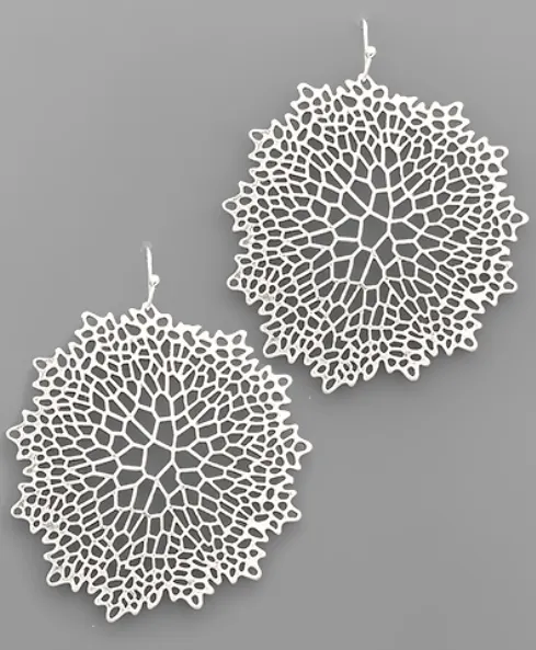 Worn Silver Filigree Disk Earrings