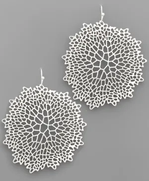 Worn Silver Filigree Disk Earrings
